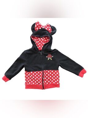 Disney Parks girls cosplay classic Minnie Mouse zip hoodie with ears bow XS 4/5